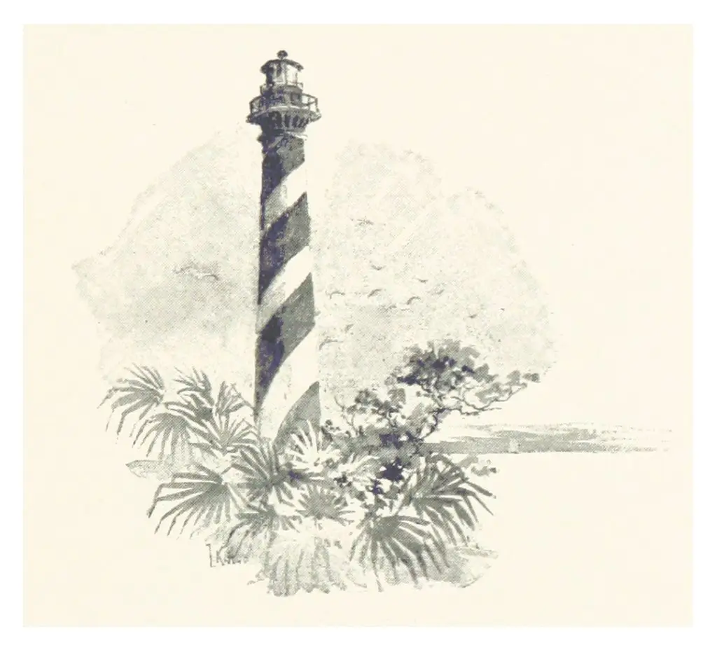 1889 engraving of the St. Augustine Lighthouse on Anastasia Island
