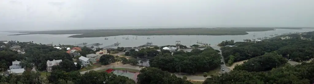 View from the top of the St. Augustine Lighthouse over Anastasia Island and the Matanzas River